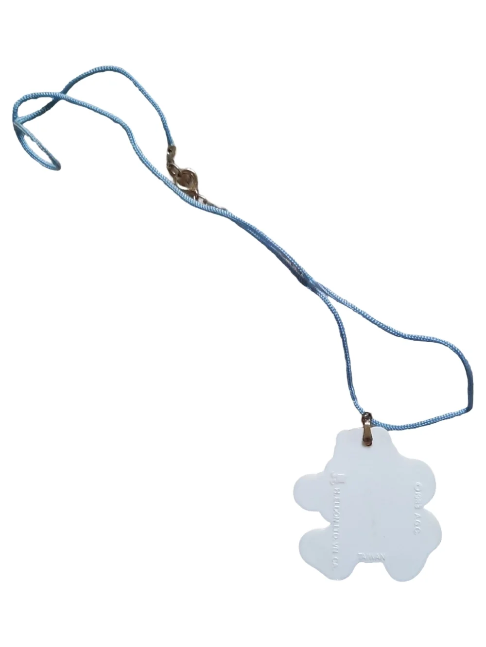 Orange CareBear Pendant Necklace for Kids - Light Blue Cord